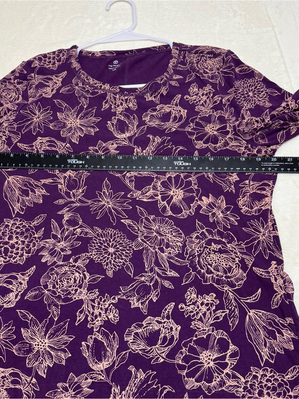 T By Talbots Long Sleeve T-Shirt Top Purple Floral Multi Color Stretch Size Lp - Picture 6 of 8